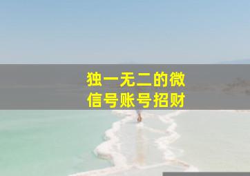 独一无二的微信号账号招财