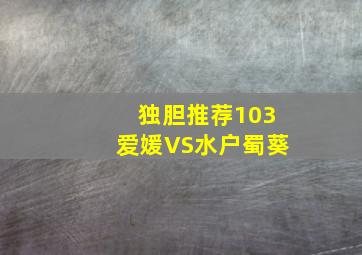 独胆推荐103爱媛VS水户蜀葵