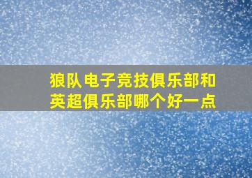 狼队电子竞技俱乐部和英超俱乐部哪个好一点