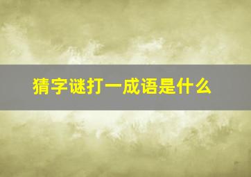 猜字谜打一成语是什么