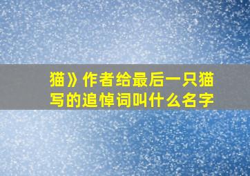 猫》作者给最后一只猫写的追悼词叫什么名字