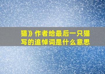 猫》作者给最后一只猫写的追悼词是什么意思