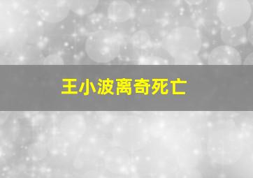 王小波离奇死亡