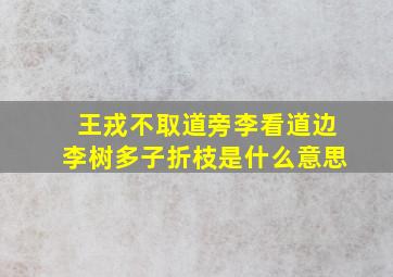 王戎不取道旁李看道边李树多子折枝是什么意思