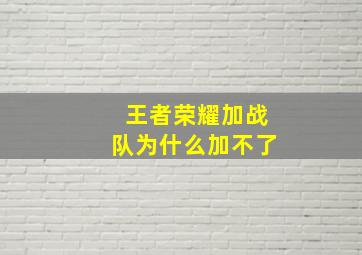 王者荣耀加战队为什么加不了