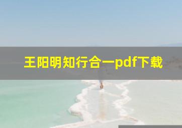 王阳明知行合一pdf下载