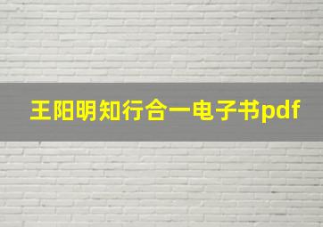 王阳明知行合一电子书pdf