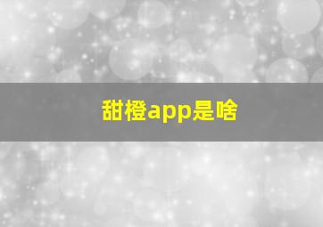 甜橙app是啥