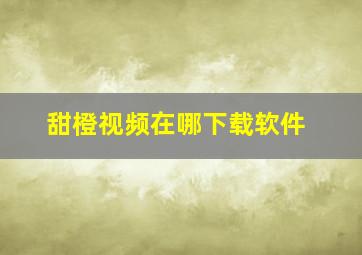 甜橙视频在哪下载软件