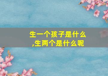 生一个孩子是什么,生两个是什么呢