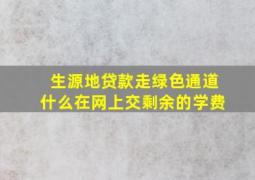 生源地贷款走绿色通道什么在网上交剩余的学费