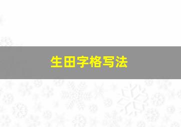 生田字格写法