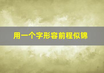 用一个字形容前程似锦