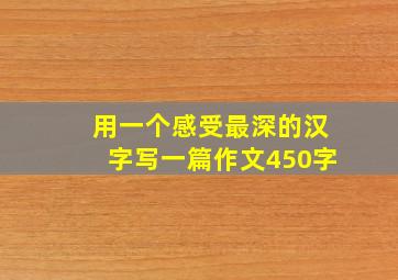 用一个感受最深的汉字写一篇作文450字