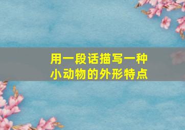 用一段话描写一种小动物的外形特点