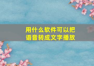 用什么软件可以把语音转成文字播放