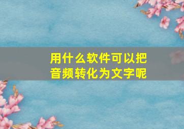 用什么软件可以把音频转化为文字呢