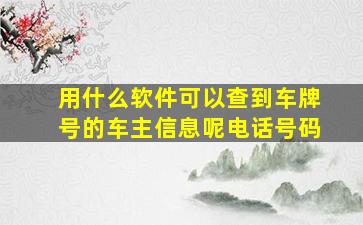 用什么软件可以查到车牌号的车主信息呢电话号码