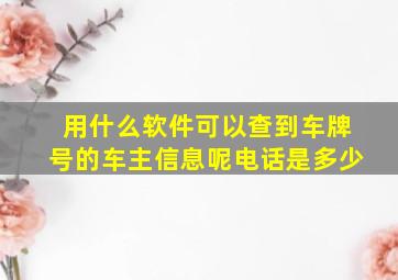 用什么软件可以查到车牌号的车主信息呢电话是多少