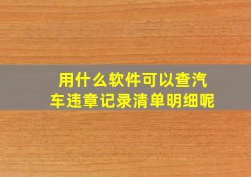 用什么软件可以查汽车违章记录清单明细呢