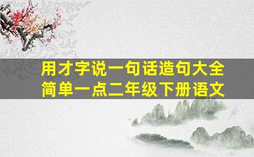 用才字说一句话造句大全简单一点二年级下册语文