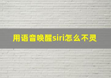 用语音唤醒siri怎么不灵