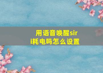 用语音唤醒siri耗电吗怎么设置