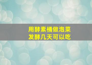 用酵素桶做泡菜发酵几天可以吃