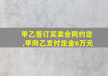 甲乙签订买卖合同约定,甲向乙支付定金6万元