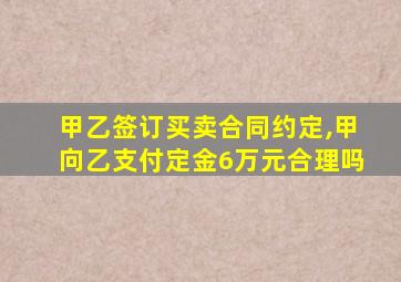 甲乙签订买卖合同约定,甲向乙支付定金6万元合理吗