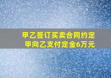 甲乙签订买卖合同约定甲向乙支付定金6万元