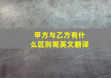 甲方与乙方有什么区别呢英文翻译