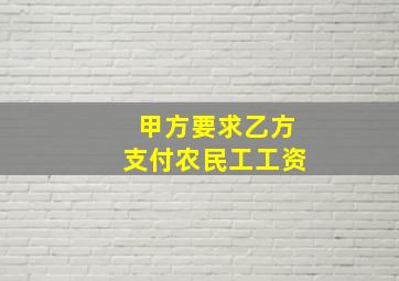 甲方要求乙方支付农民工工资