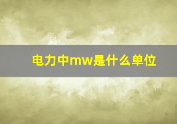 电力中mw是什么单位