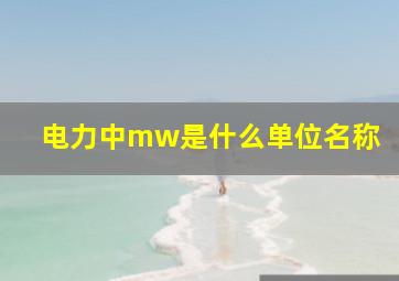 电力中mw是什么单位名称