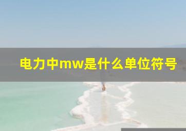 电力中mw是什么单位符号