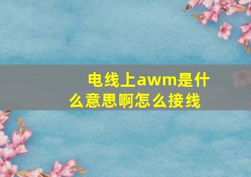 电线上awm是什么意思啊怎么接线