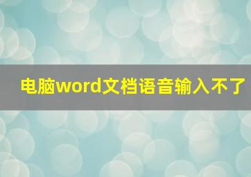 电脑word文档语音输入不了