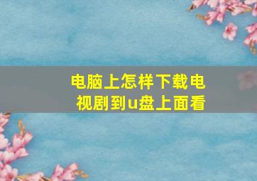 电脑上怎样下载电视剧到u盘上面看