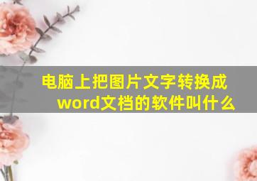 电脑上把图片文字转换成word文档的软件叫什么