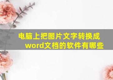 电脑上把图片文字转换成word文档的软件有哪些