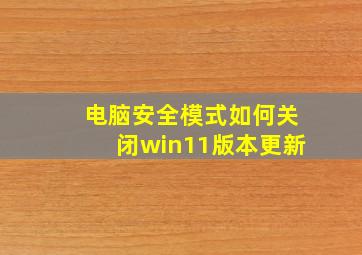 电脑安全模式如何关闭win11版本更新