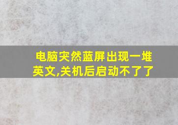 电脑宊然蓝屏出现一堆英文,关机后启动不了了