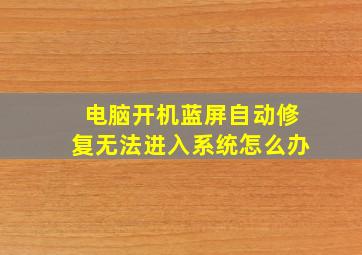 电脑开机蓝屏自动修复无法进入系统怎么办