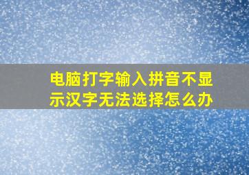 电脑打字输入拼音不显示汉字无法选择怎么办