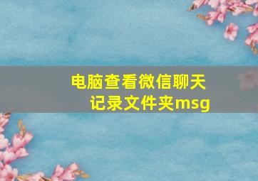 电脑查看微信聊天记录文件夹msg