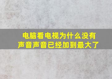 电脑看电视为什么没有声音声音已经加到最大了