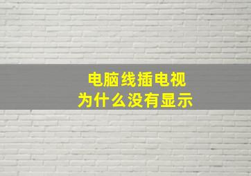 电脑线插电视为什么没有显示