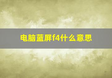 电脑蓝屏f4什么意思