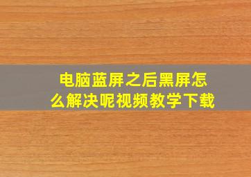 电脑蓝屏之后黑屏怎么解决呢视频教学下载